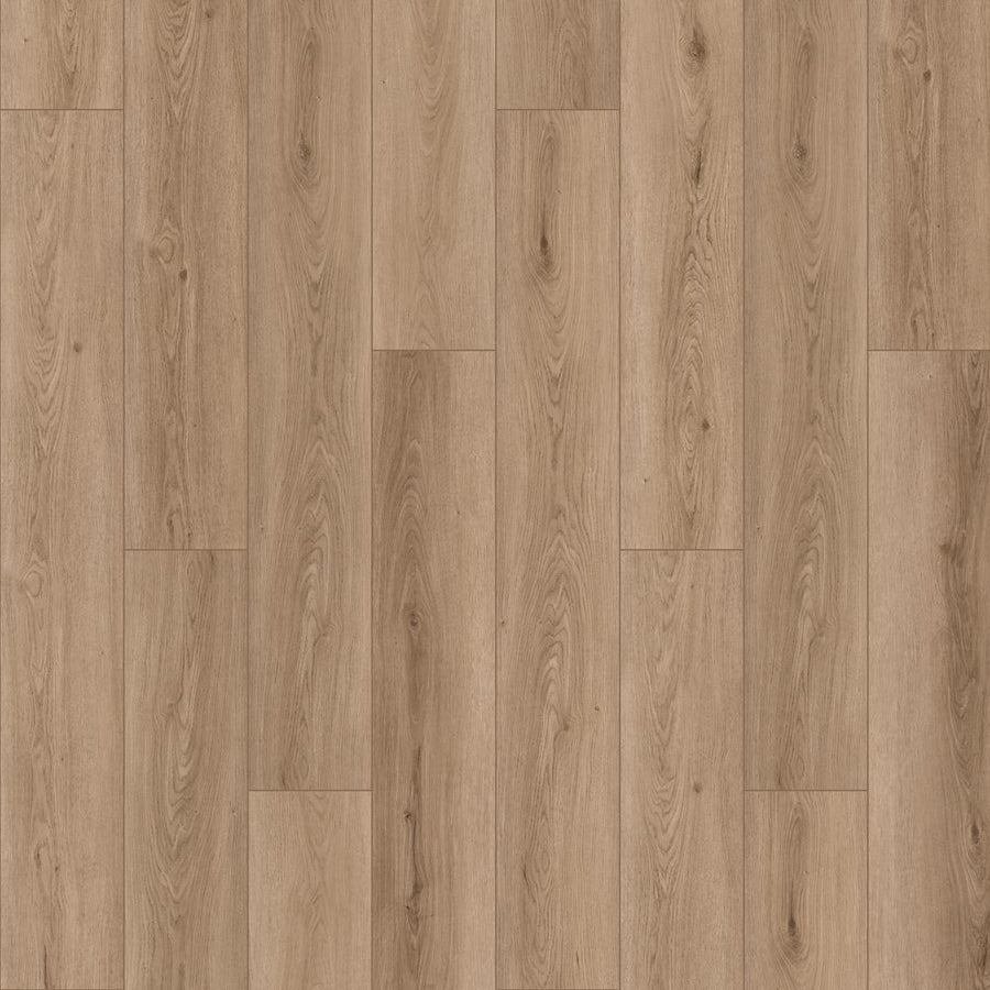 Emerald Rivers 7.5" Vinyl offers light brown luxury vinyl flooring with a natural grain pattern, long rectangular planks in a staggered layout, and a scratch-resistant surface for a warm, inviting, and durable finish.