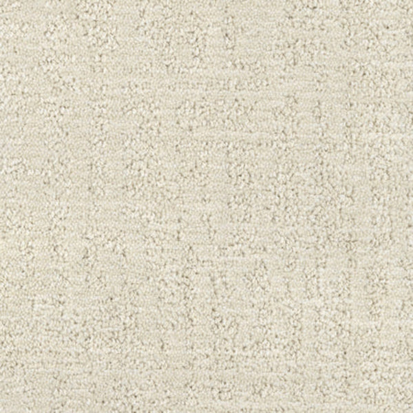 Close-up of Balance Family Friendly Carpet in Zen—a light beige, durable surface with small looped and cut fibers forming a soft, geometric texture that's perfect for families.