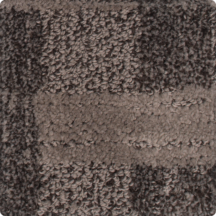 Close-up of Polished Structure On Trend Carpet with a checkered pattern in dark brown and gray, featuring raised, looped, and plush sections for a luxurious, sophisticated look.