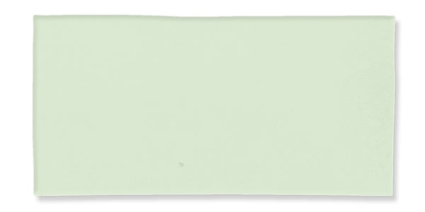 A rectangular, pale green ceramic tile with smooth edges and a slightly glossy surface, placed against a white background.