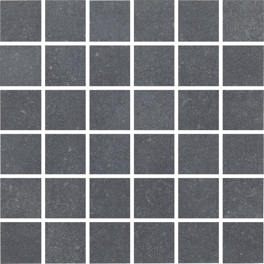 A grid of 36 blue Ardennes 12" x 12" mosaic tiles, each with a luxurious textured stone look, arranged in six rows and six columns on a white background.