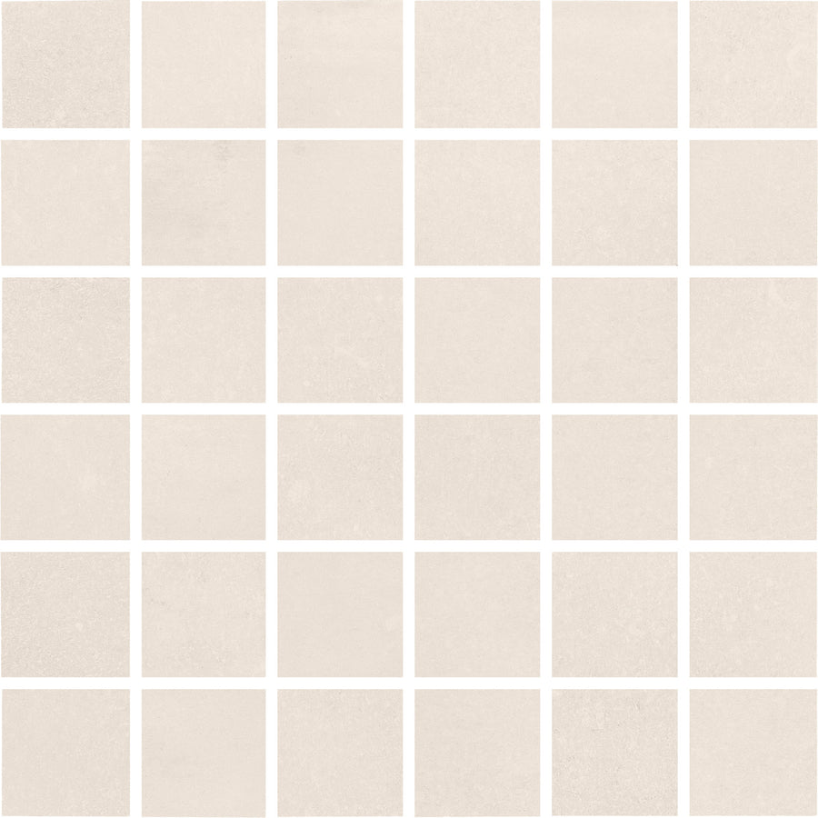 The Ardennes 12" x 12" Mosaic Tile in Blonde features a grid of 36 tiles arranged in six rows and six columns for a simple, uniform look.