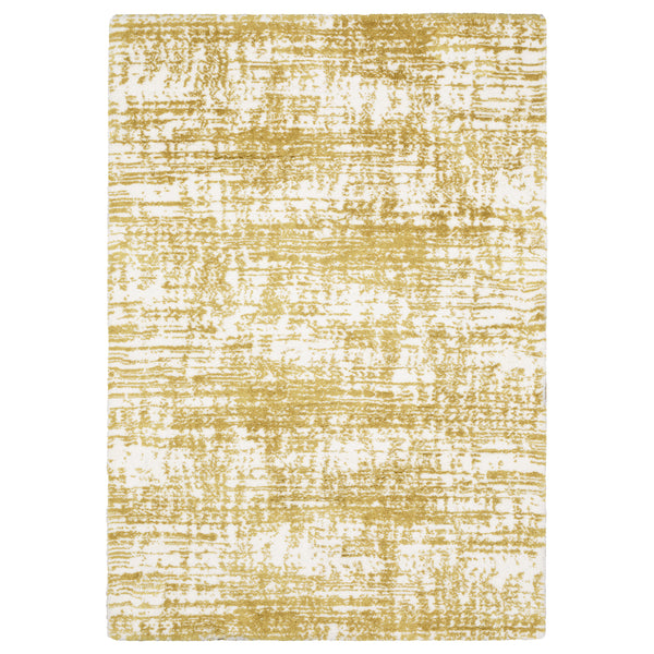 The Galileo 10 Area Rug features a white and gold palette with a sophisticated design, making it perfect for adding a cozy foundation to any room.