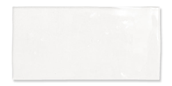 A plain, white rectangular ceramic tile with a glossy finish, photographed against a white background.