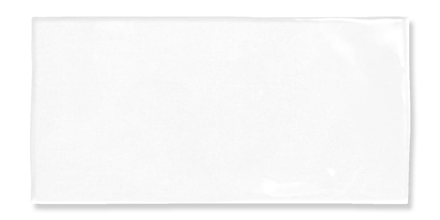 A plain white rectangular tile with a glossy finish, photographed against a white background.