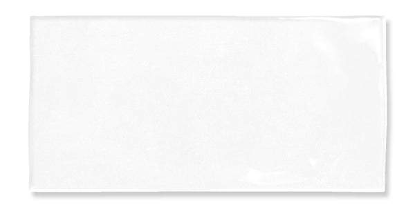 A plain white rectangular tile with a glossy finish, photographed against a white background.