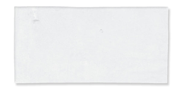 A plain, rectangular white paper napkin lying flat on a white background. There are no patterns or visible designs on the napkin.
