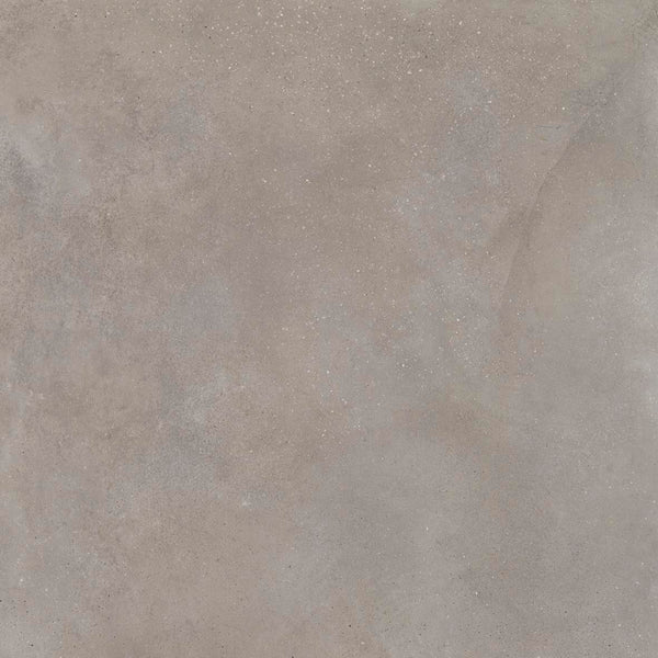 Portland 24x24 Porcelain Tile features a textured surface with beige, gray, and taupe tones plus subtle speckles and imperfections for an authentic concrete look.