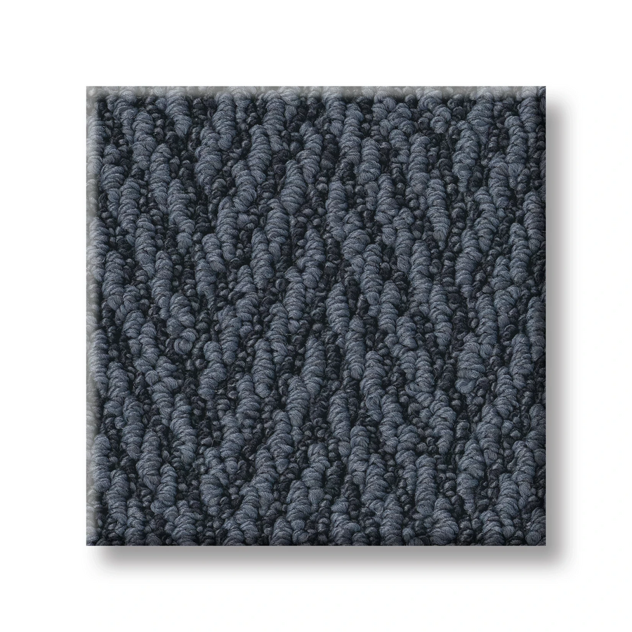 A square sample of Always Natural On Trend Carpet in dark gray, with a textured herringbone pattern, shown on a white background.