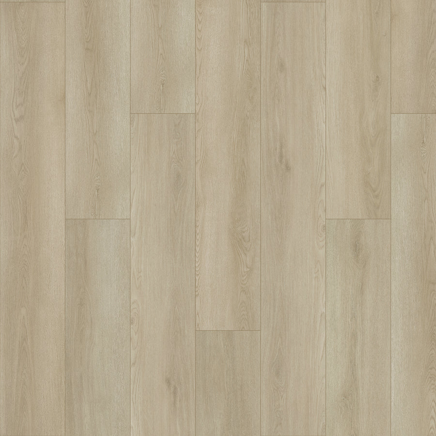 Amber Escape 9" Vinyl Plank features light-toned, wide planks with a natural grain design and staggered layout. Its smooth, scratch-resistant surface enhances modern interiors with a fresh and stylish look.