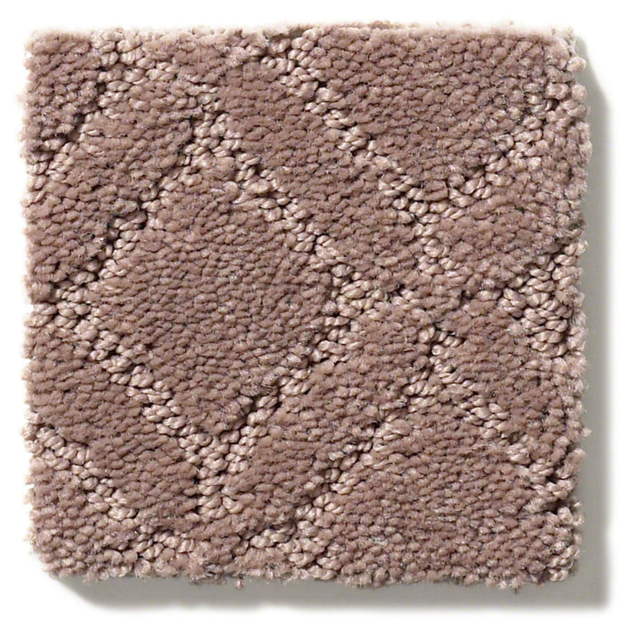 A square sample of Muse On Trend Carpet in light brown features a subtle, raised diamond pattern in neutral tones. The plush texture and continuous design lend an elegant touch.