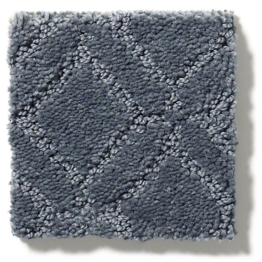 The Muse On Trend Carpet sample in gray features a subtle diamond box grid pattern made with lighter, raised fibers for a soft, textured surface in neutral shades.