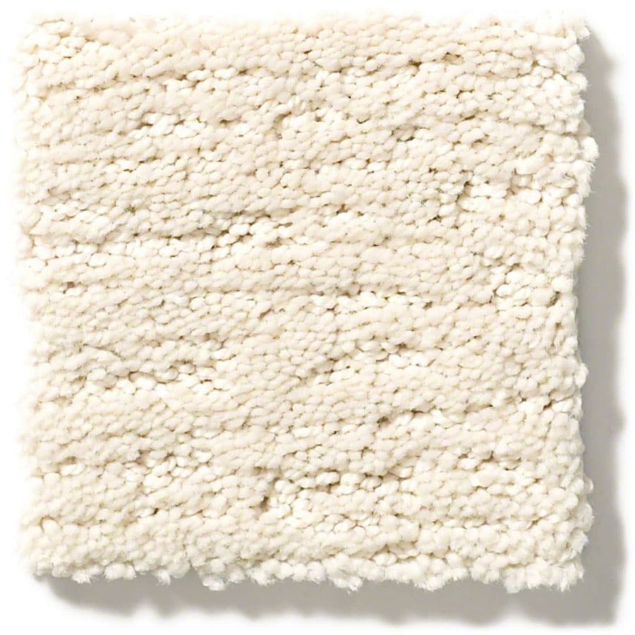 The Sketch On Trend Carpet is a plush, white square swatch in nature-inspired neutrals. Made from soil and stain-resistant nylon, its thick pile offers a dense, cozy surface for lasting underfoot comfort.