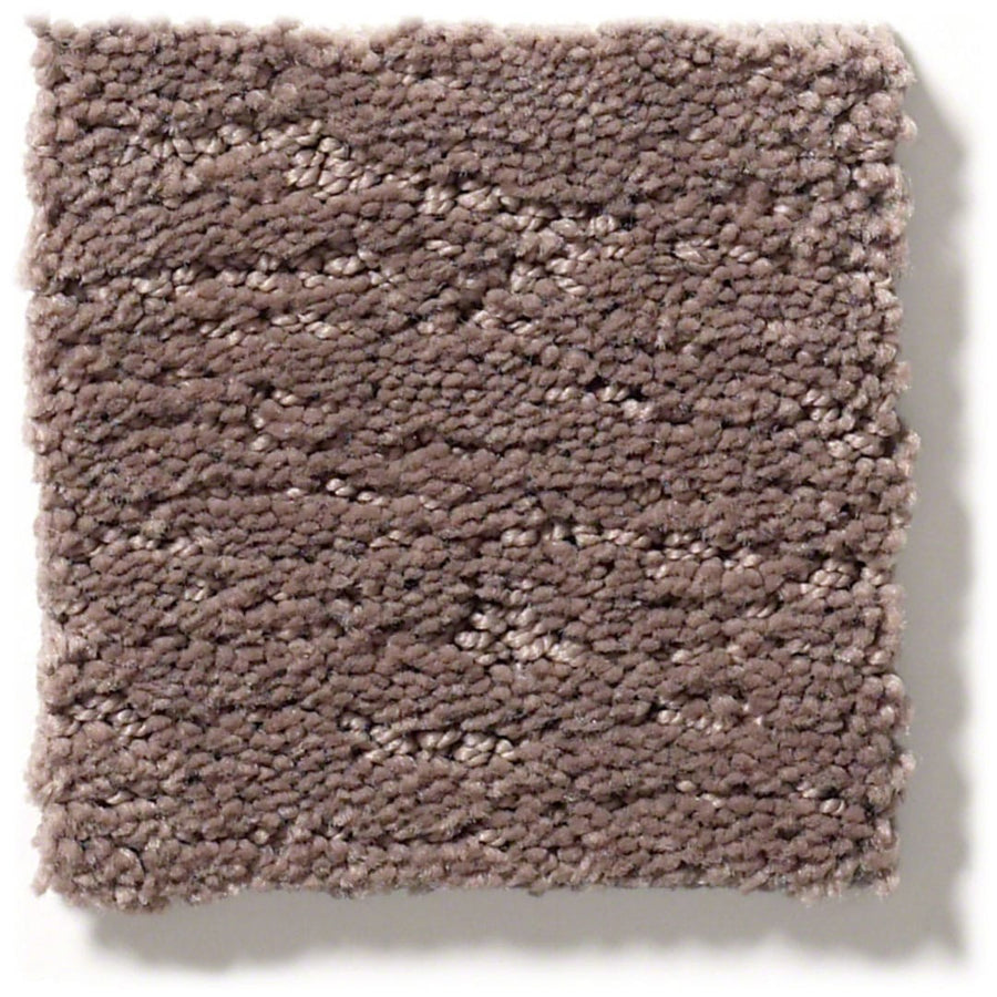A 12" x 12" sample of Sketch On Trend Carpet in neutral tones, featuring a plush, textured look with subtle color and pile variation, made from soil- and stain-resistant nylon for lasting beauty.