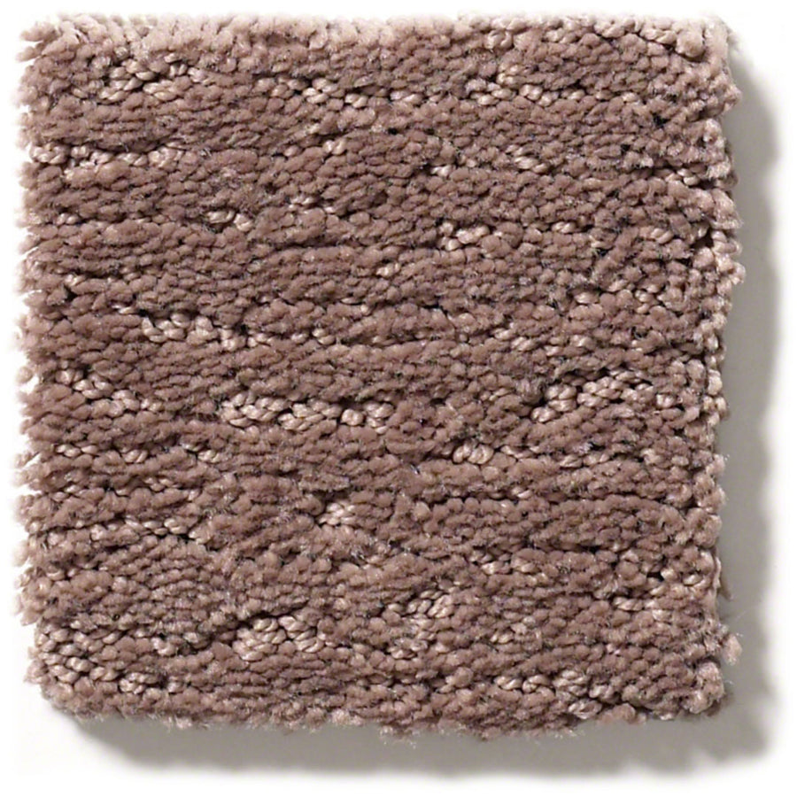 A close-up view of Sketch On Trend Carpet shows its plush, light brown pile and dense, nature-inspired neutral fibers made from soil and stain-resistant nylon for lasting beauty.