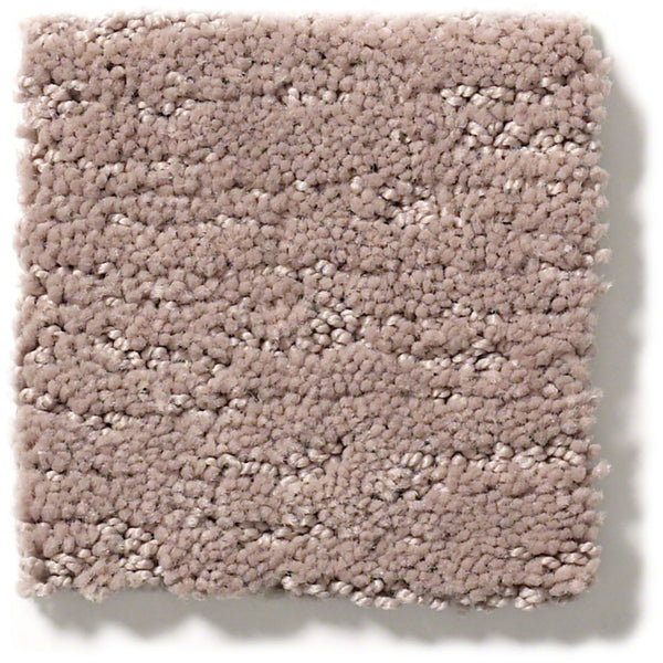 A square sample of Sketch On Trend Carpet in beige, with a soft, plush surface, subtle texture, and nature-inspired neutrals featuring a slightly speckled look.