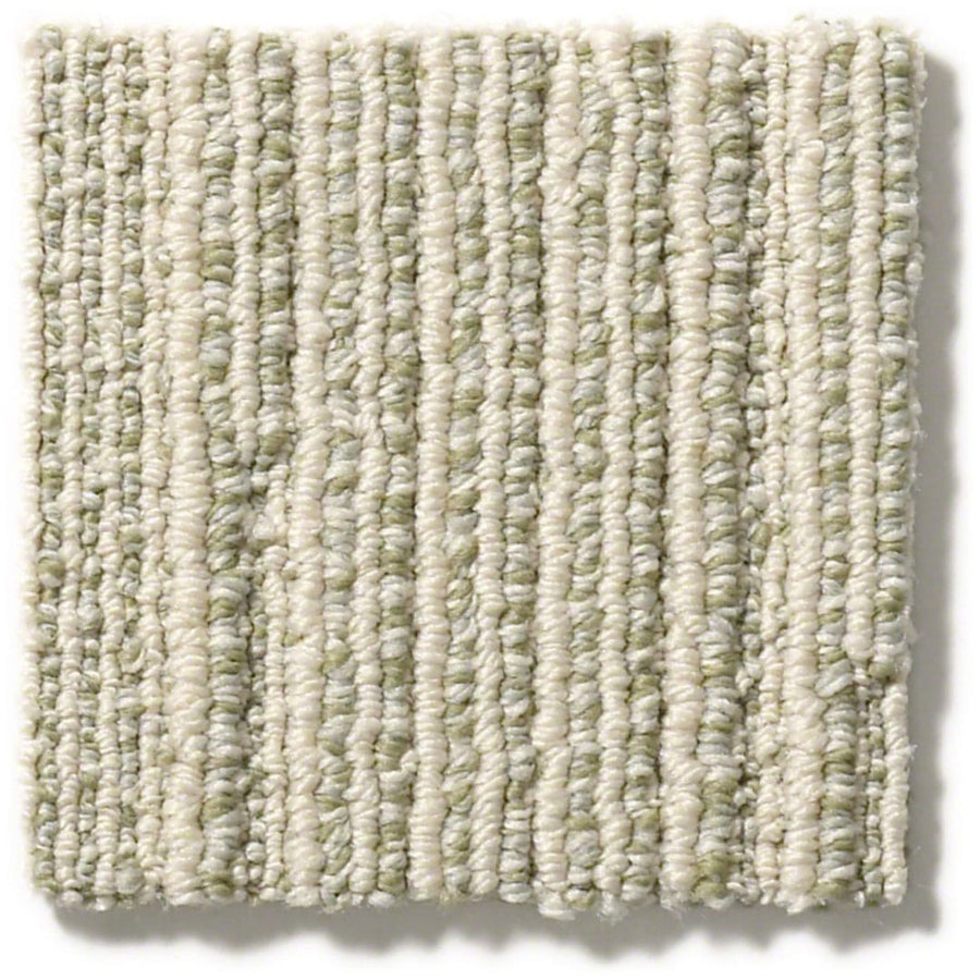 A square swatch of Chase Pet Friendly Carpet in a light off-white shade features a soft, linear loop-pile texture with subtle vertical ribbing—its plush, uniform surface offers a stylish neutral perfect for any space.