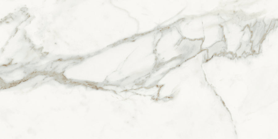 Featuring a white marble look with subtle gray and light brown veining, the Michelangelo 12x24 Polished Porcelain Tile provides a natural, elegant finish—ideal for contemporary spaces.