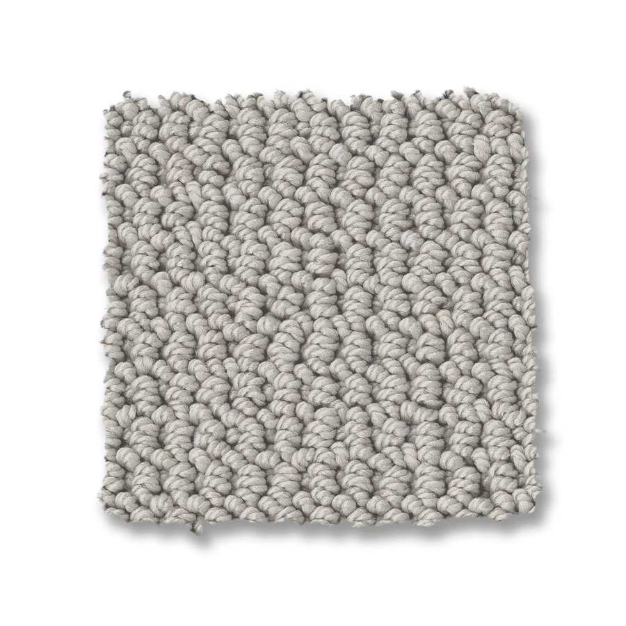 A square swatch of Arden Park Berber Carpet in light gray features a textured, bumpy loop-pile surface on a white background, evoking the look of natural sisal.