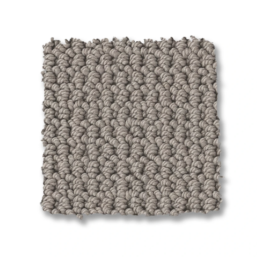 A square sample of Arden Park Berber Carpet in light grey, featuring a textured, tightly woven loop pile reminiscent of classic Berber, shown on a white background.