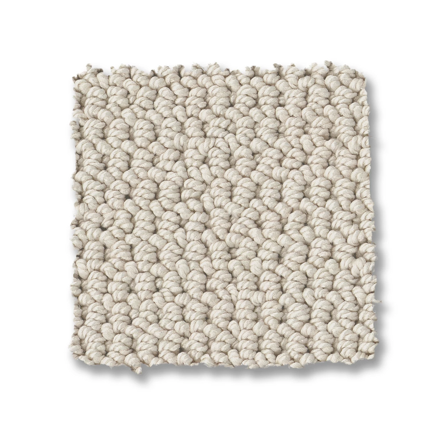 A square sample of Arden Park Berber Carpet in light beige, featuring a chunky, looped texture with a weave pattern similar to natural sisal, displayed on a white background.