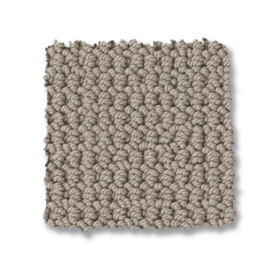 A square swatch of Arden Park Berber Carpet in light gray, featuring a loop-pile, textured, tightly woven pattern, is displayed against a white background.