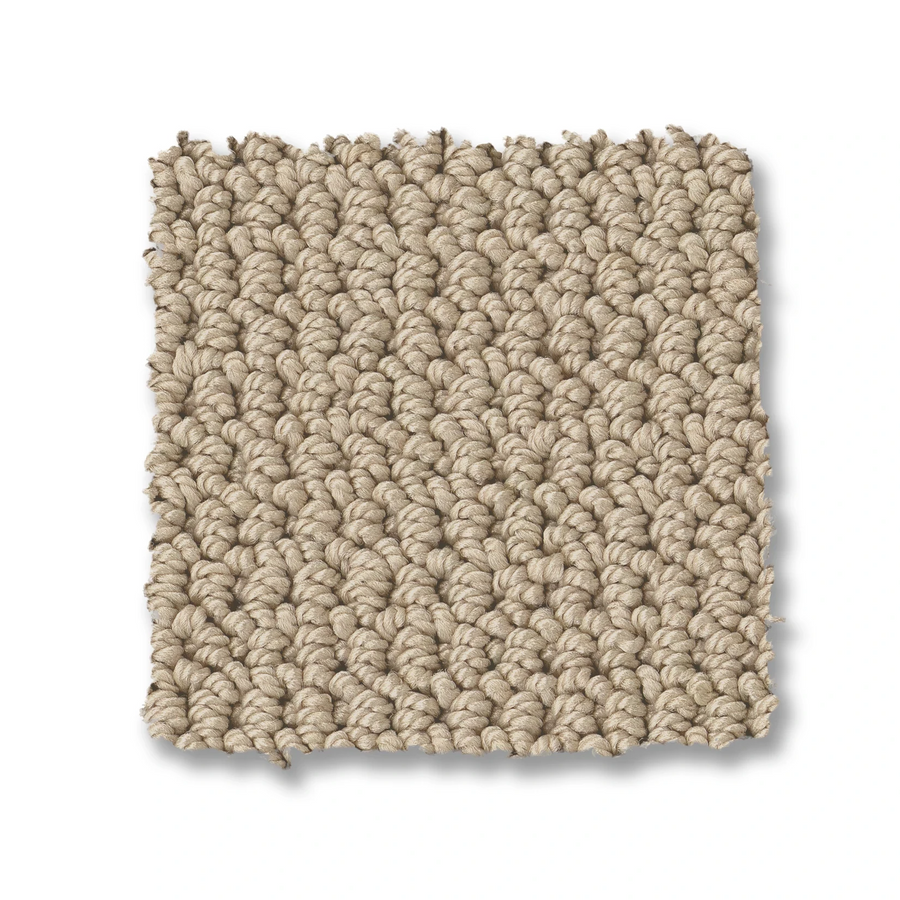 A square sample of Arden Park Berber Carpet in beige, featuring a textured, loop-pile pattern, displayed on a white background.