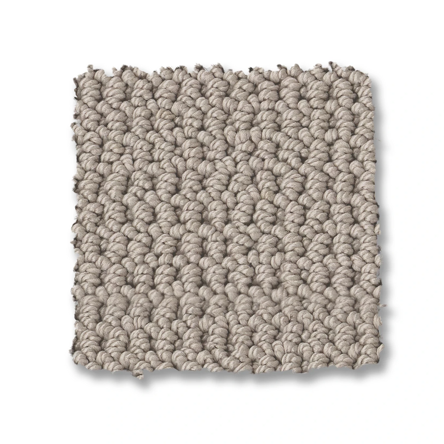 A square swatch of Arden Park Berber Carpet, light beige with textured loop pile and tightly woven yarn for a natural sisal look, shown on a white background.