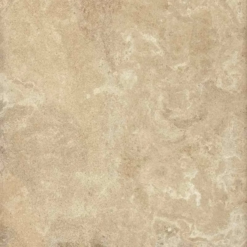 Close-up of the Chateau 12x24 Porcelain Tile, showcasing its natural, textured glazed surface with subtle swirls and color variations in light tan, cream, and sandy brown tones.