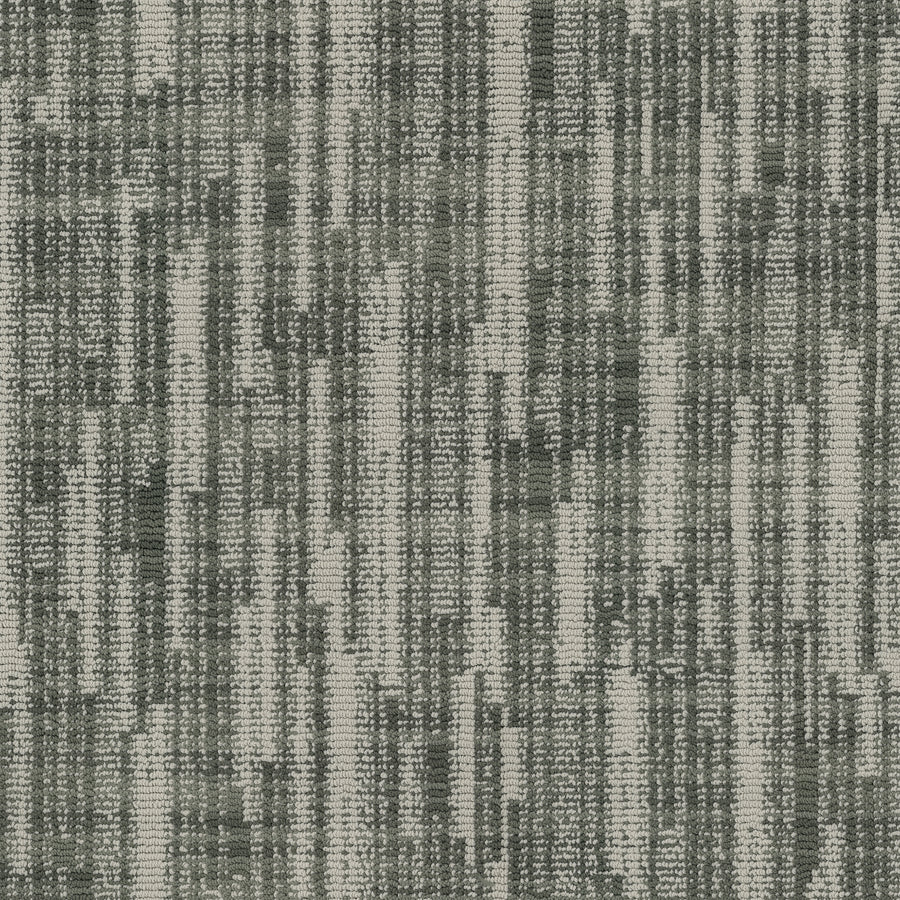 Blurred Lines On Trend Carpet features a modern, abstract look with vertical gray, white, and black stripes in a textured woven pattern, crafted from durable EnVision Nylon—ideal for photography-inspired rugs.
