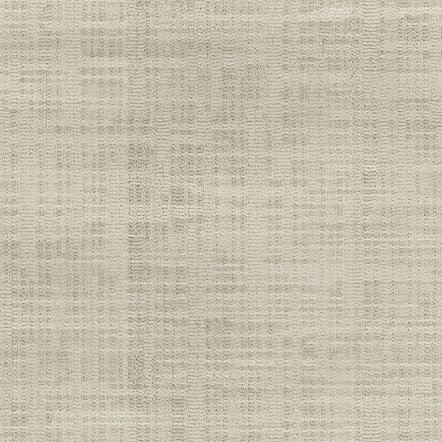 Blurred Lines On Trend Carpet features light beige EnVision Nylon with a subtle woven texture. Fine horizontal and vertical lines create a natural, linen-like look without distinct shapes or objects.