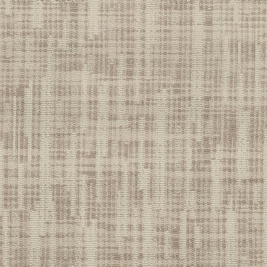 Blurred Lines On Trend Carpet features a textured beige and light brown fabric with a subtle grid and plaid woven pattern, offering photography-inspired style with varied shading and crosshatched lines.