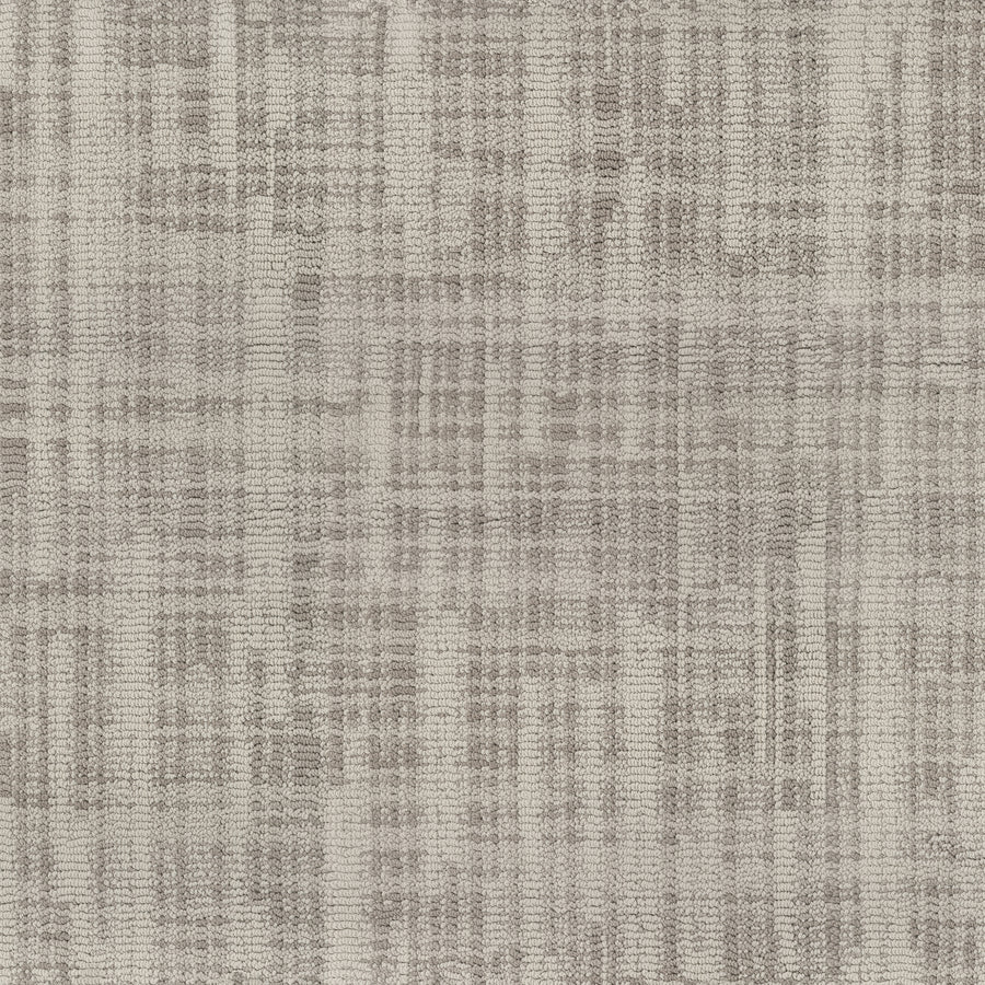 Blurred Lines On Trend Carpet features a crosshatch woven pattern in beige and light gray, offering a textured, fabric-like look inspired by photography.