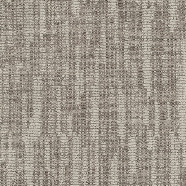 Blurred Lines On Trend Carpet features a textured, woven pattern in beige and light brown with irregular lines forming an abstract grid. Made from durable EnVision Nylon for long-lasting style.