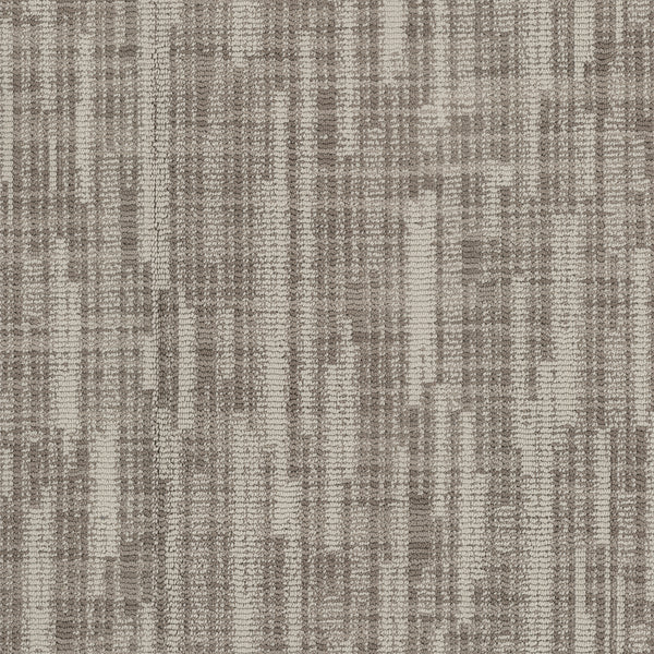 A close-up of the Blurred Lines On Trend Carpet showcases its modern, abstract woven pattern in beige and brown tones, with vertical and horizontal lines inspired by photography.