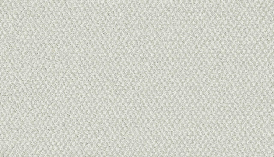 Close-up view of a light gray, textured fabric with a small waffle pattern. Cascading Waters I On Trend Carpet offers EasyClean stain protection and an evenly woven surface for a soft, uniform look.