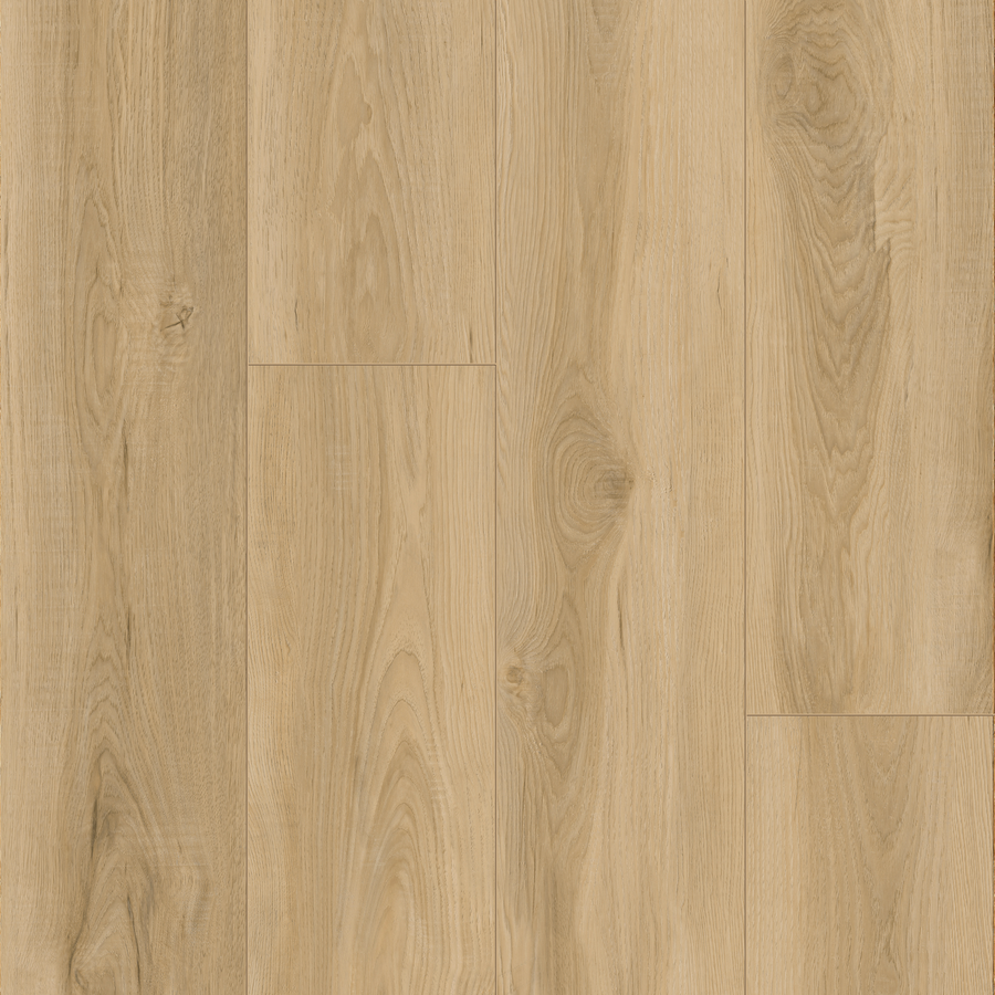 ArmorStep 7" Vinyl Plank features light wood tones with natural grain and knots. These long, waterproof planks offer a smooth tan and beige finish—ideal for any space needing stylish, high-performance vinyl flooring.