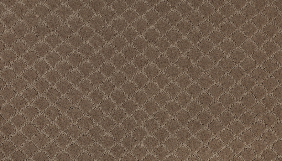 Close-up of Design Paradise Family Friendly Carpet, a brown earth-tone carpet with a quilted, diamond-shaped pattern and raised lines—luxurious yet perfect for families and any home.