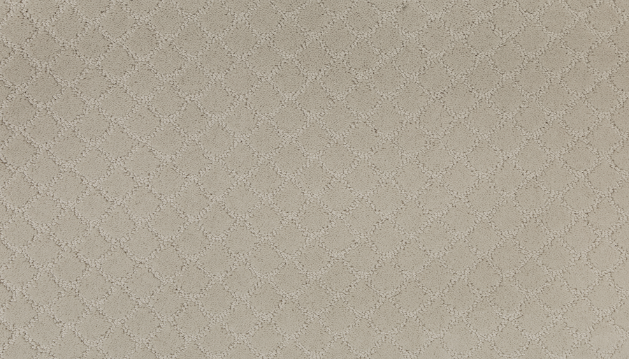 Design Paradise Family Friendly Carpet features a beige color with a subtle diamond lattice pattern. Its soft, plush texture and gentle earth tones offer a simple, neutral background—ideal for luxurious, family-friendly spaces.