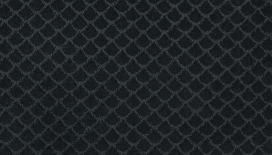 Close-up of Design Paradise Family Friendly Carpet featuring a dark, earth-toned textured fabric with a repeating diamond lattice pattern, creating a raised, grid-like surface for a luxurious and family-friendly look.