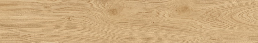 The Prestige 8x48 Wood Plank Tile features a light brown natural finish with visible grain patterns and knots running horizontally—ideal for modern flooring or creating a realistic wood effect.