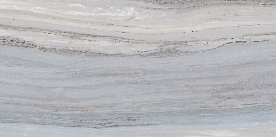 Element 12x24 Matte Tile features a smooth, wavy pattern in gray, white, and beige tones with subtle texture variations and a flowing, natural stone-look design.
