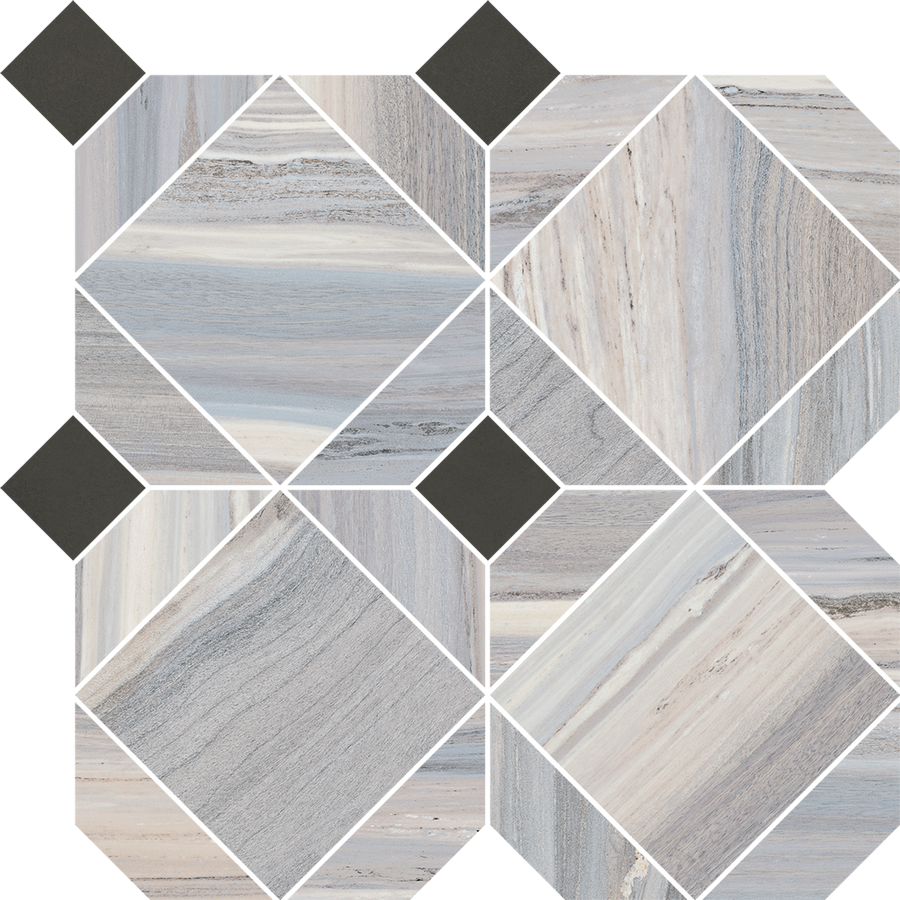 A close-up of the Element Metric Matte Mosaic Tile highlights its subtle texture and contemporary style.