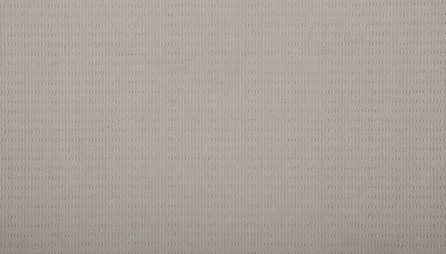 Close-up of Eloquent Vision Family Friendly Carpet, a light beige cut and loop style with a subtle, textured pattern of small horizontal lines—soft, woven material brings gentle elegance to any space.