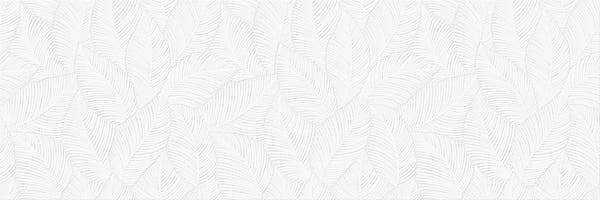 The Omni 16x47 Rectified Glazed Ceramic Tile features a white textured surface with an embossed, subtle leaf or feather pattern that adds depth and gentle movement to your walls.