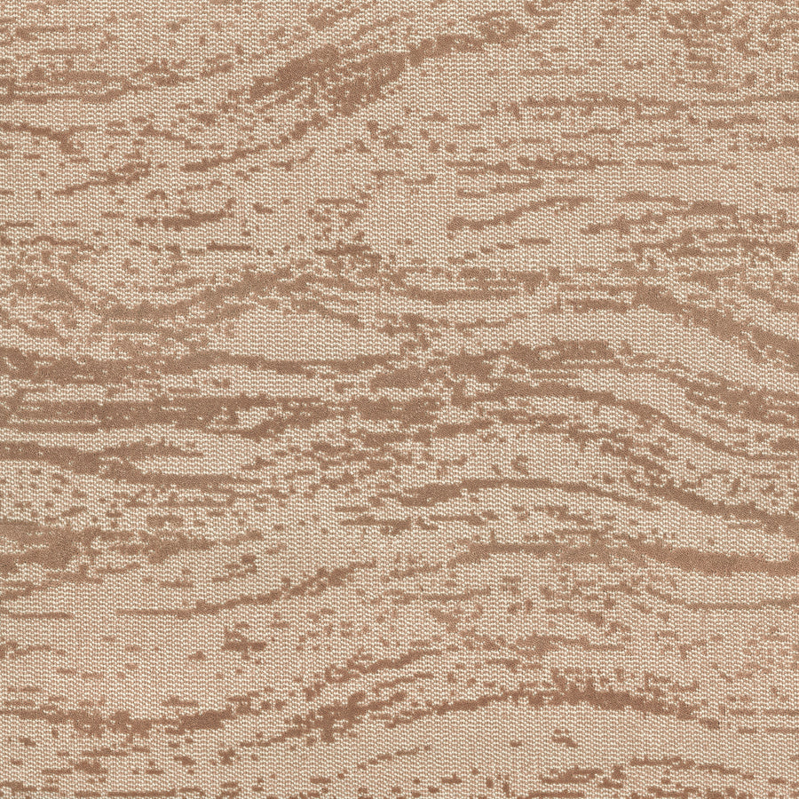 FREEstyle On Trend Carpet features an abstract, wavy design in beige and light brown, created with TECHnique tufting for a tranquil, spa-like ambiance reminiscent of sand or natural stone formations.