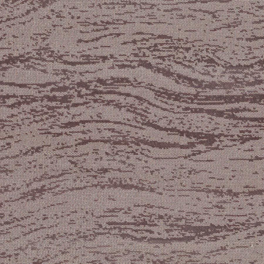 FREEstyle On Trend Carpet features textured fabric with wavy, horizontal stripes in mauve and purple shades, creating a modern look inspired by wood grain or flowing water for a relaxing, spa-like atmosphere.