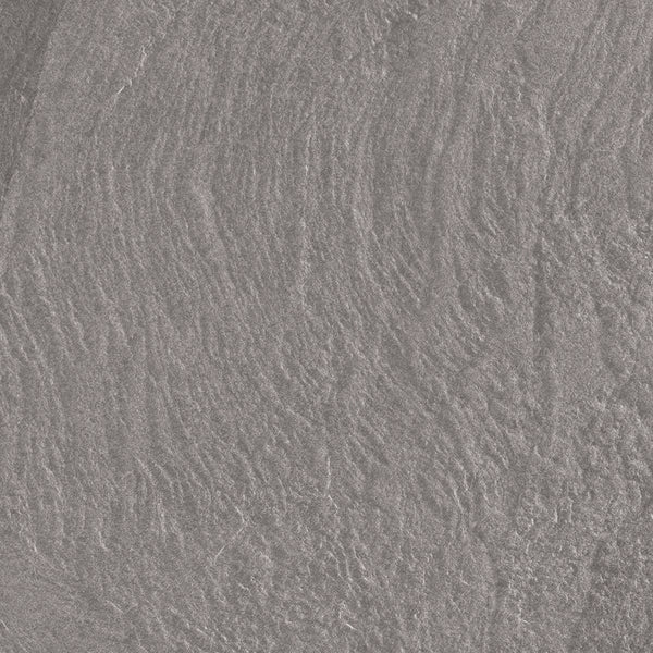 A close-up of the Slide 24x24 Porcelain Tile highlights its sleek grey texture and contemporary design.