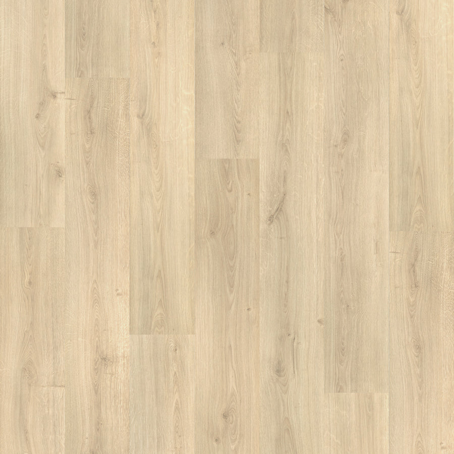 Pearl City 8.34" Waterproof Laminate features light wood tones with natural grain and subtle knots in a linear plank design. Its scratch-resistant, smooth matte finish offers a clean, modern look.