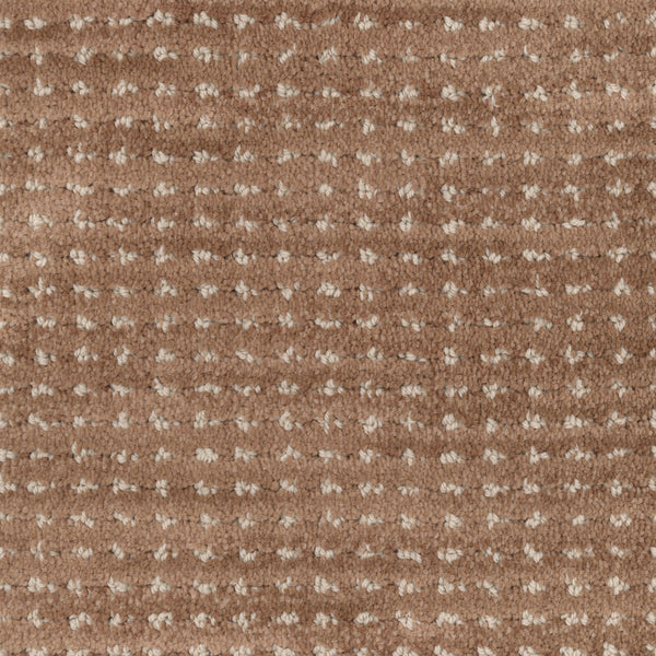 Close-up of Imagine Pet Friendly Carpet: textured brown wool with a grid of small, evenly spaced white dots. Made from solution-dyed yarn, its soft woven surface features a subtle checkerboard pattern with handmade appeal.